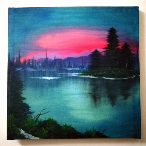 [PK4282-AR-OIL-012976] Island in a Lake - Bob Ross