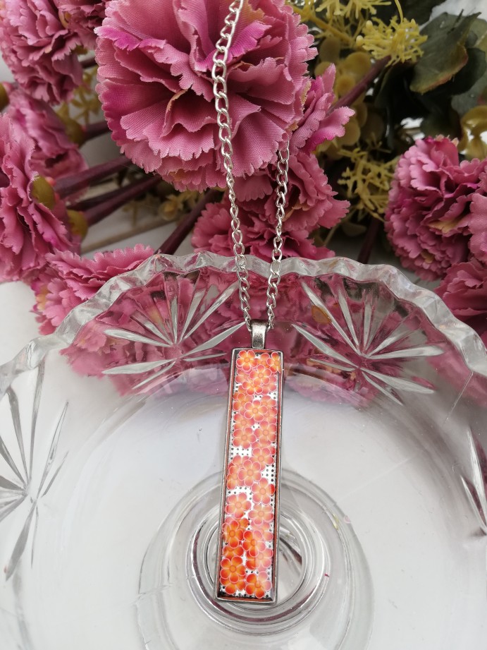 Orange Floral Long Pendant