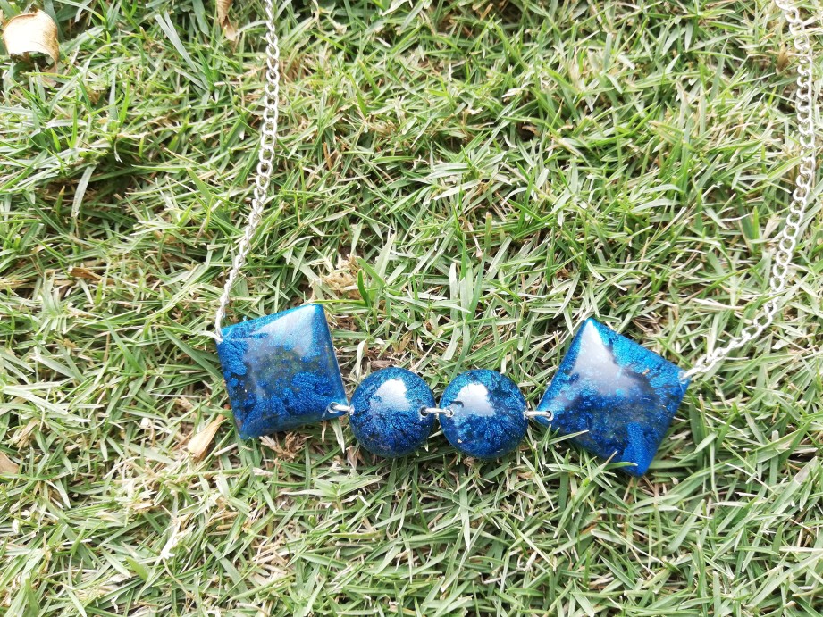 Teal blue Resin Pendant