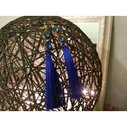 [PK4209-JW-EAR-013102] Royal Blue Tassel Earrings te1