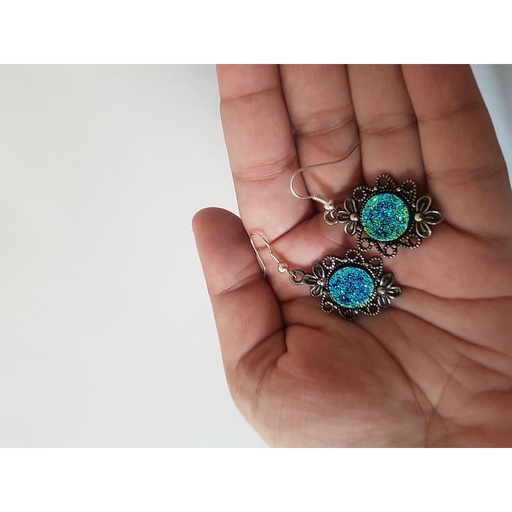 [PK4209-JW-EAR-013107] Aqua Cabochon Earrings ce1