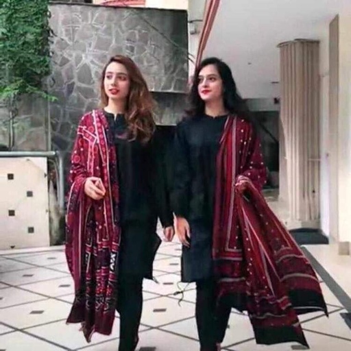 [PK4297-CL-GEN-013192] black sout with ajrak shawl