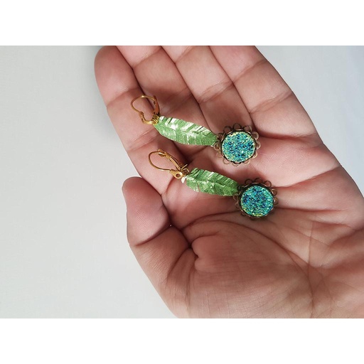 [PK4209-JW-EAR-013261] Leafy Cabochon Earrings ce3