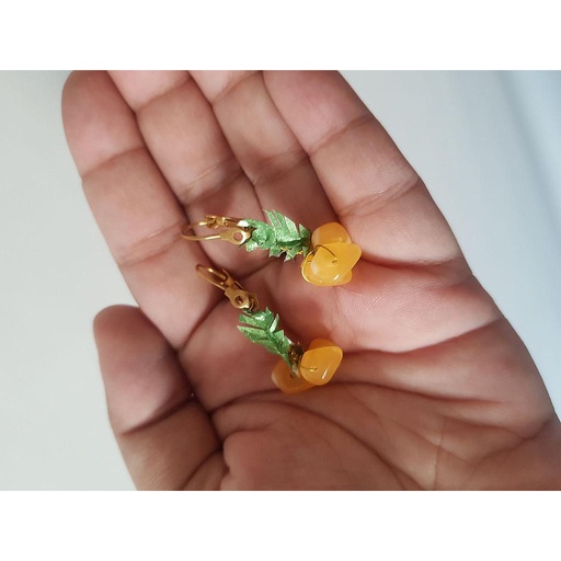 [PK4209-JW-EAR-013263] Leafy Stone Earrings se1