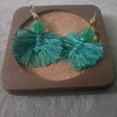 [PK4209-JW-EAR-013394] Monstera Tassel Earrings te4