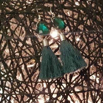[PK4209-JW-EAR-013579] Teal Tassel Earrings te6