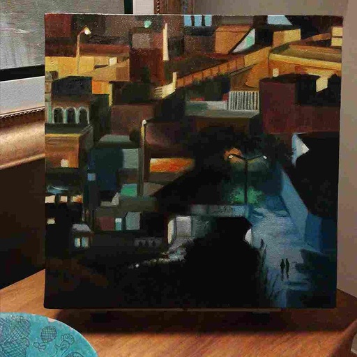 [PK3360-AR-OIL-013636] Mithi Town at Night