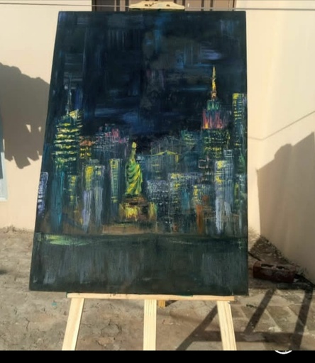 [PK4060-AR-OIL-013685] painting city lights