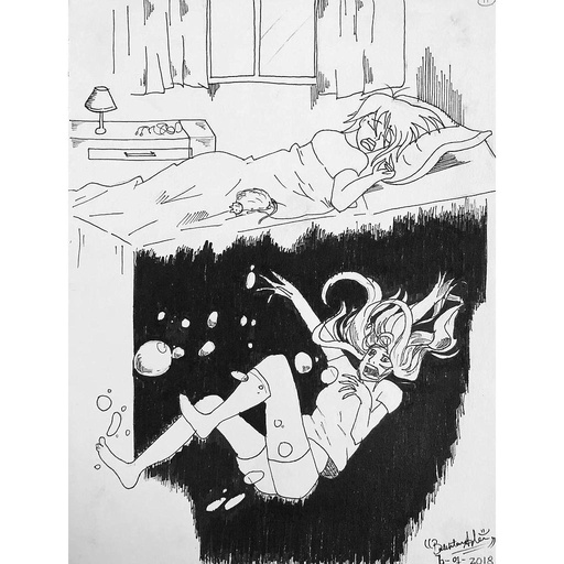 [PK4085-AR-PEN-013708] Falling to the Unknown - Line Art