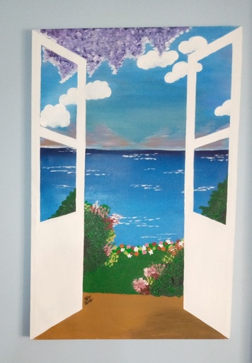[PK4491-AR-OIL-013780] Seaside view from window