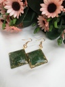 Green Glittered Gold Flake Earrings