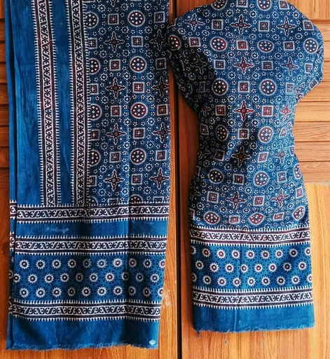[PK3255-GN-GEN-014035] Natural Dyed Block Printed unstitched ladies suit