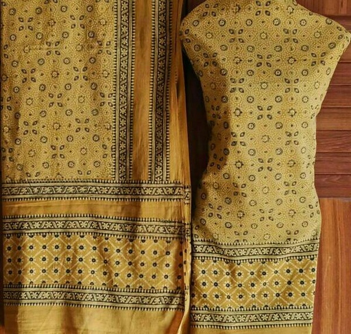 [PK3255-CW-UNS-014065] Natural Dyed Block Printed unstitched ladies suit