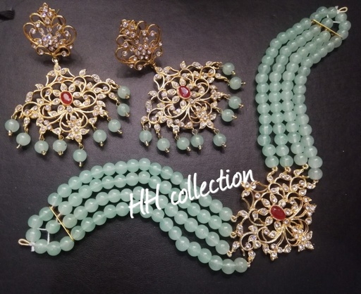 [PK3229-JW-EAR-014102] Emerald and Ruby Set