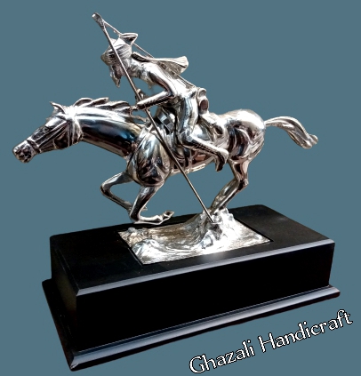 [PK0130-HM-SCL-014956] Metal horse rider statue 