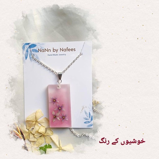 [PK3239-JW-NCK-015123] Botanical Dry Flower Resin Pendant Lilac