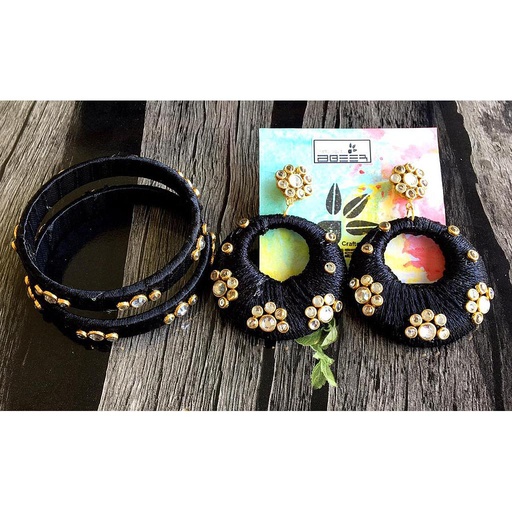 [PK3312-GN-GEN-015314] Black Chanbali with bangles
