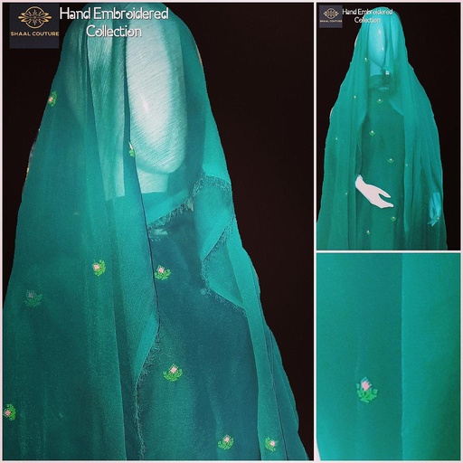 [PK5324-CW-UNS-015477] Sea Green Embroidered