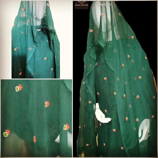 [PK5324-CW-UNS-015478] Bottle Green Embroidered