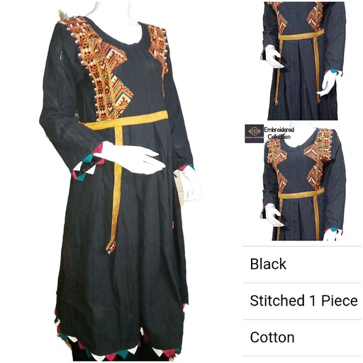 [PK5324-CW-PRT-015502] Black Embroidered