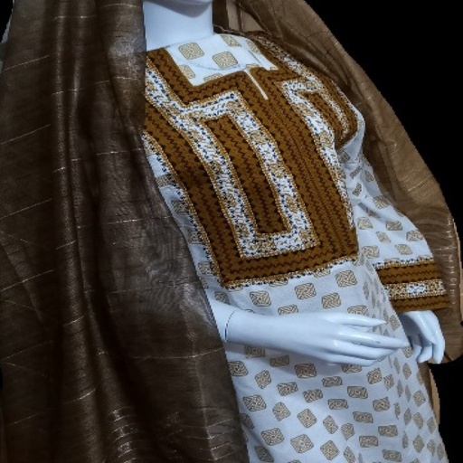 [PK5324-CW-UNS-015551] White Copper Embroidered