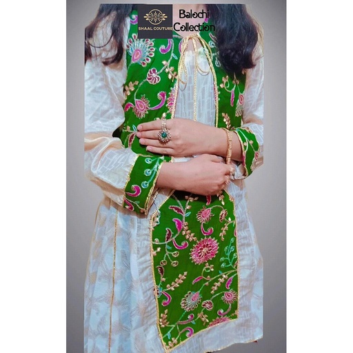 [PK5324-CW-PRT-015558] Green Balochi