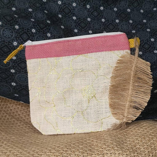 [PK4113-BG-POU-015774] Jute Cosmetic Pouch