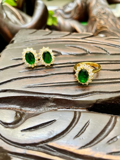 [PK3263-JW-EAR-016060] Golden Classic Oval Set