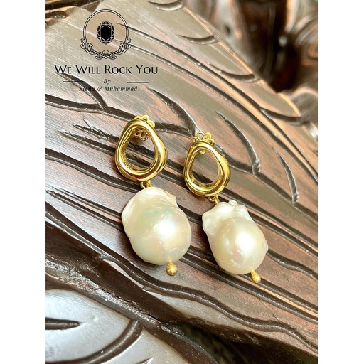 [PK3263-JW-EAR-016064] Natural Baroque Pearl Earrings Gold Plated