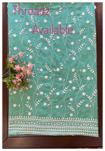 [PK2242-CW-UNS-016388] Hand Embroidered Shirt with Applique and Gotta Work