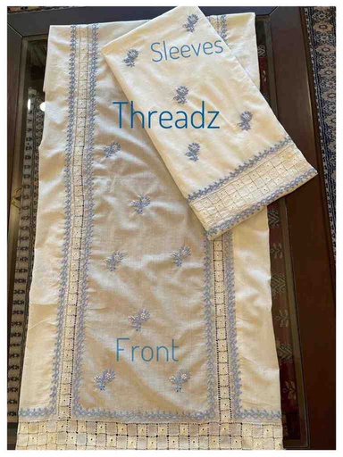 [PK2242-CW-UNS-016400] Hand Embroidered Shirt Tarkashi, Pearls and Paka Tanka