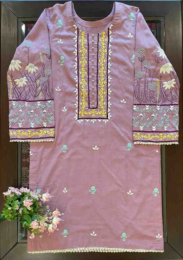 [PK2242-CW-UNS-016424] Shirt with Paka Tanka, Chikankari, Pearls and Gotta work