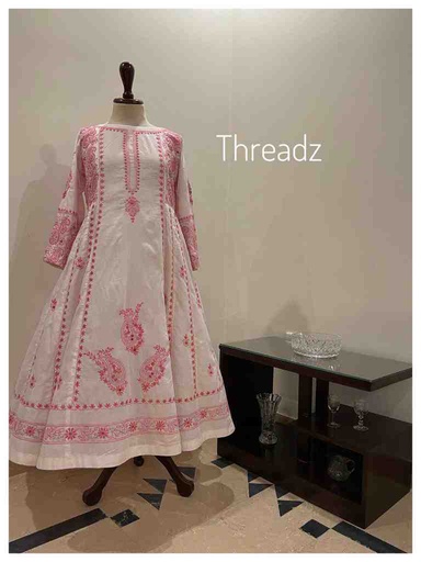 [PK2242-CW-UNS-016440] Frock with Chikankari, Paka Tanka, Mukesh and Mirror Work