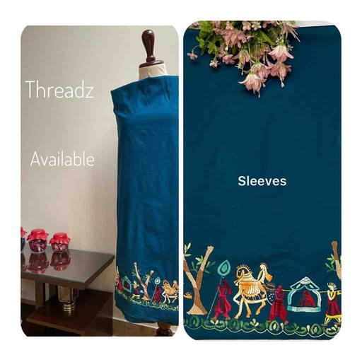 [PK2242-CW-UNS-016495] Hand-embroidered shirt with paka tanka