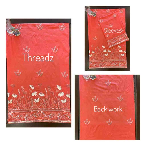 [PK2242-CW-UNS-016720] Hand-Embroidered Shirt with Satin Stitch, Pearls, Chikankari and Mirror Work