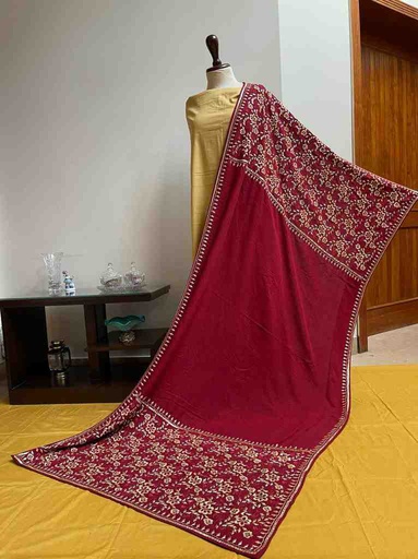 [PK2242-CW-SCF-016820] Embroidered Shawl with Gotta Work