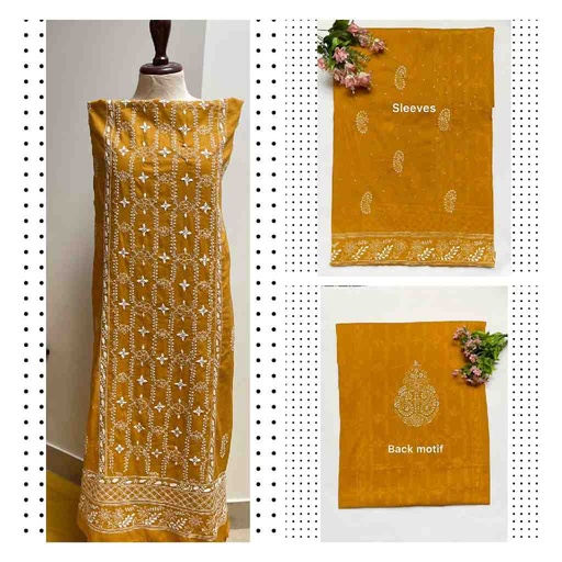 [PK2242-CW-UNS-016931] Hand Embroidered Shirt with Chikankari and Mukesh Work