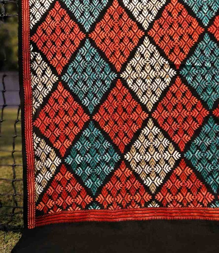 [PK3037-CW-SCF-017137] Embroidered Phulkari Shawl  