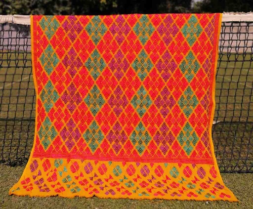 [PK3037-CW-SCF-017148] Embroidered Phulkari Shawl           