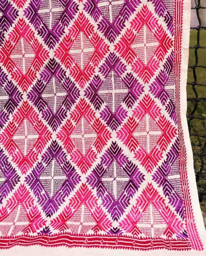 [PK3037-CW-SCF-017149] Embroidered Phulkari Shawl            