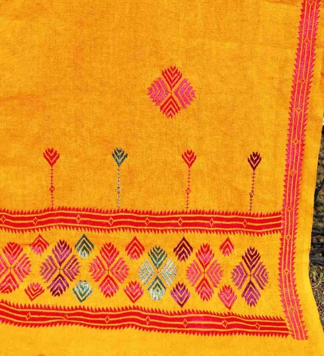 [PK3037-CW-SCF-017151] Embroidered Phulkari Shawl             