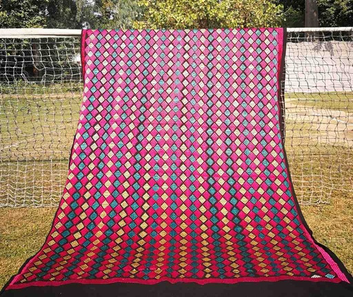 [PK3037-CW-SCF-017164] Embroidered Phulkari Shawl