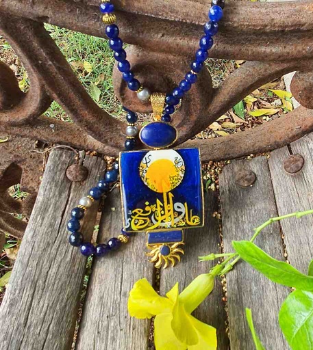 [PK2601-JW-NCK-017286] Modern  Blue Calligraphy