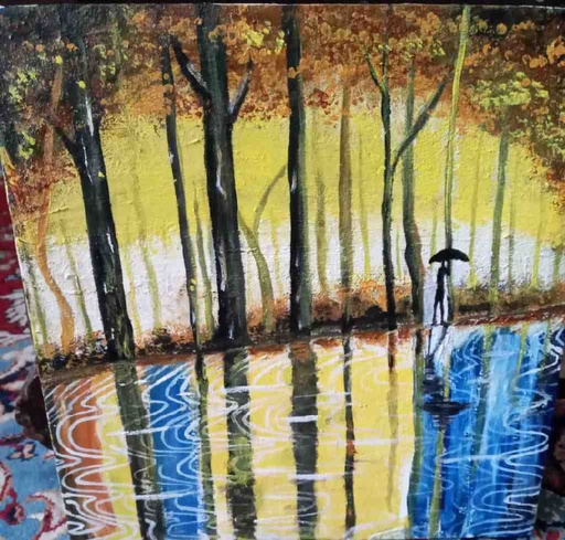 [PK5845-AR-PAI-017291] Stillwater Canvas Painting (Rain)