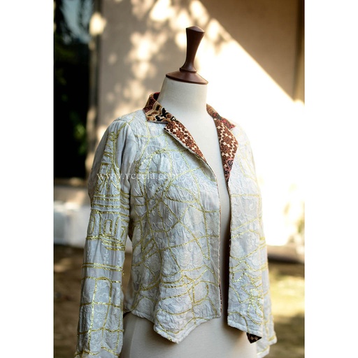 [PK6405-CW-JAC-019142] Noor Mahal White Jacket with Gotta Work