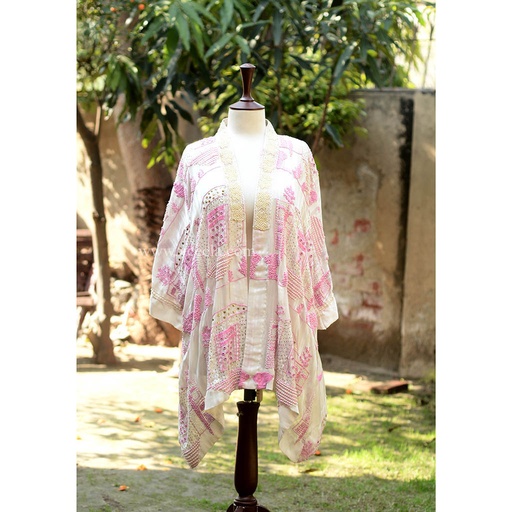 [PK6405-CW-JAC-019170] Silk with Mot'ti Work Shirt Coat