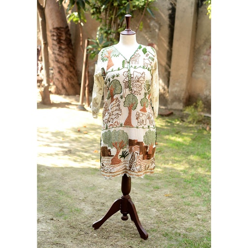 [PK6405-CW-PRT-019180] Embroidered Ladies Shirt