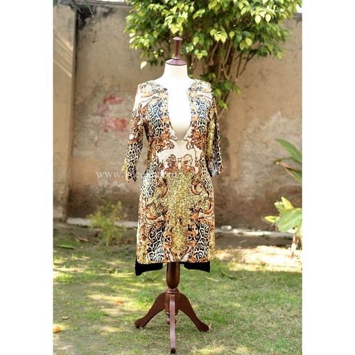 [PK6405-CW-PRT-019183] Cheeta Work Embroidery On Western Style Shirt