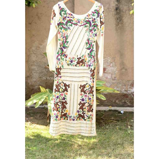 [PK6405-CW-PRT-019189] Embroidered Shirt and Trouser