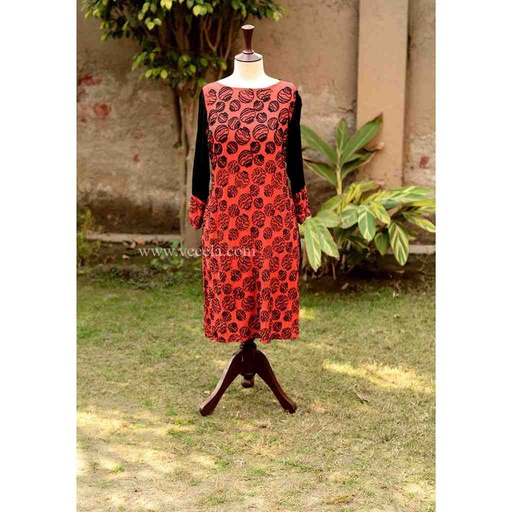 [PK6405-CW-PRT-019227] Embroidered Red Shirt with Beads Work